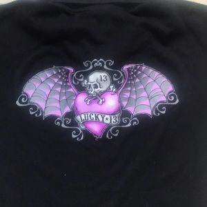 Lucky 13 old school Hot Top collared shirt, skulls